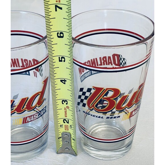 2 Beer  Glasses Pint 16oz BUD NASCAR Tradition Darlington Raceway Marked L19 - Picture 4 of 5